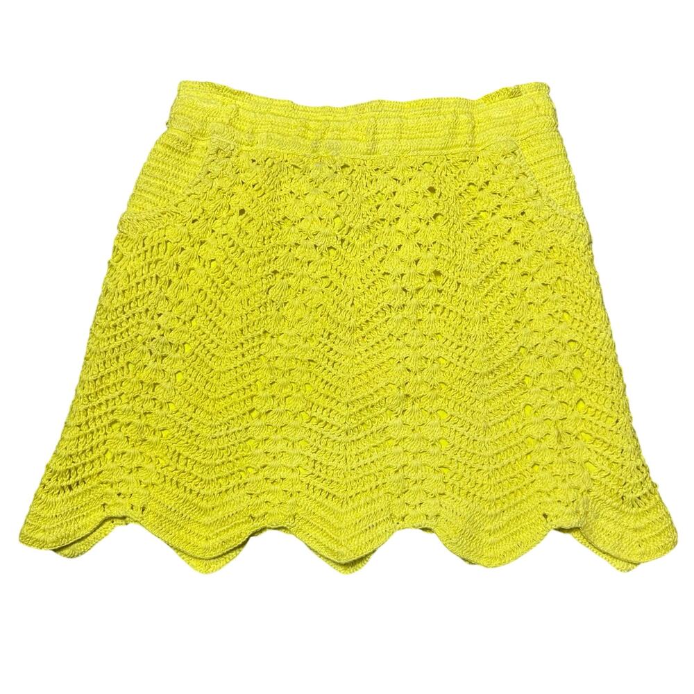 House of Eda Yellow Crochet Mini Skirt NEW